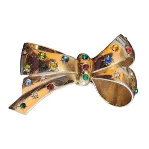 Vintage Signed Coro Rhinestone Bow Brooch (A1942)